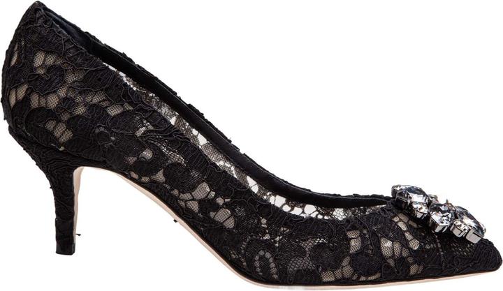 Actual product image Dolce & Gabbana bellucci black lace pumps with crystal application (38)