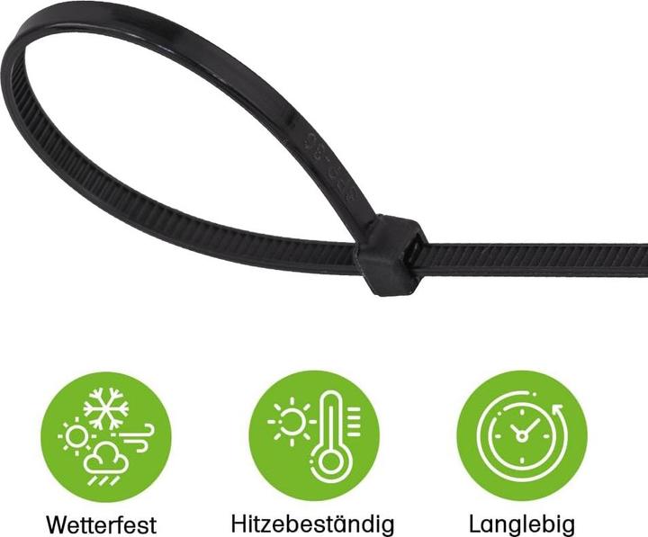 Produktbild Offgridtec Kabelbinder 1000 Stk. Schwarz Nylon UV-Beständig Verschiedene Längen 100mm 150mm 200mm 250mm 300mm (Kunststoffkabelbinder, 300 mm, 1000 Stk.)