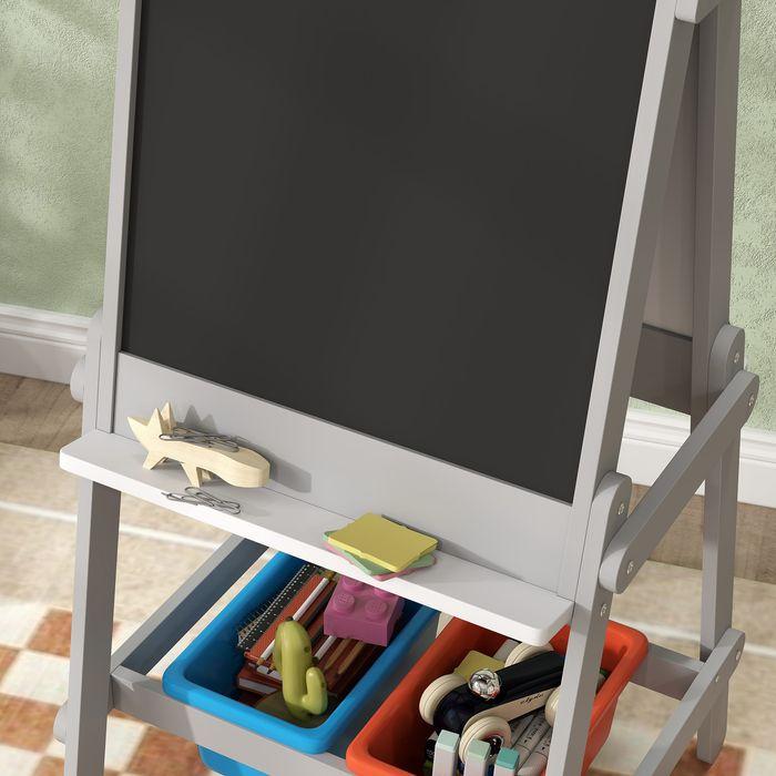 Image du produit Swisshandel24 3-in-1 Kindertafel, doppelseitige Kinder Staffelei mit Kreidetafel, Whiteboard