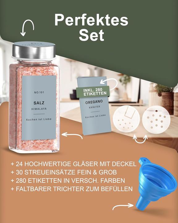 Produktbild Emma 24er-Set Gewürzgläser mit Etiketten (0.12 l)