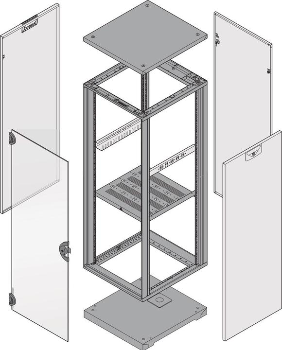 Actual product image Schroff Rack (Novastar), Universal, Heavy-Duty RAL7021, 12U x 553mm x 800mm (12.44 RU, 19 inch rack)