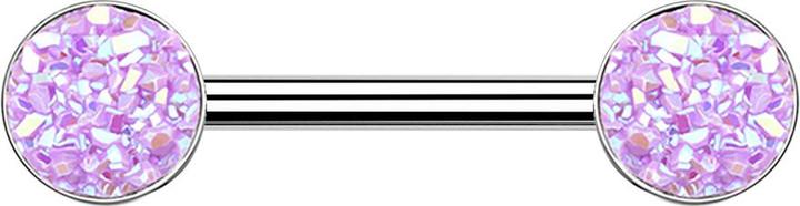 Star Piercing Barbell silber mit Druse Stein hellviolett (Chirurgenstahl 316L, ohne Messing)