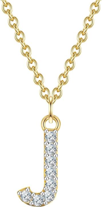 Immagine prodotto Glanzstücke München Lettera J da donna in argento sterling con zirconia cubica in oro giallo 45,0 cm di catena base + (Argento, 40 - 45 cm)