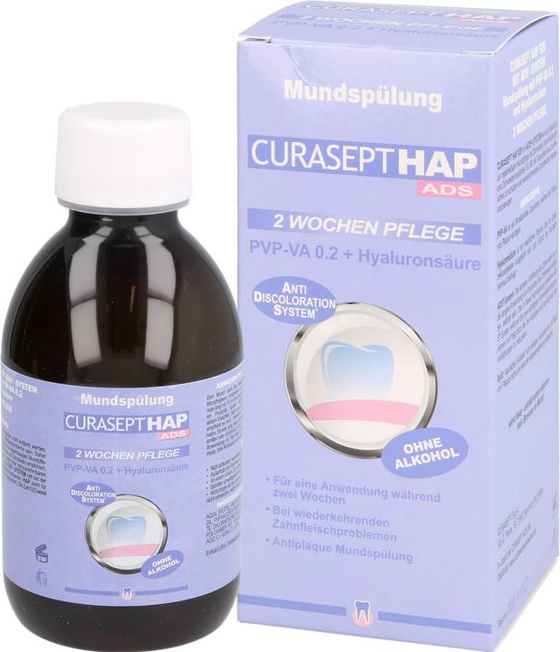 Produktbild Curasept HAP020 PVP-VA 0,20 + Hyaluron Mundspülung, 200 ml FLA (200 ml, Mundspülung)