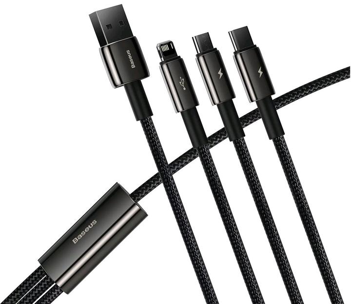 Actual product image Baseus USB A – USB C, Lightning, USB Micro B (1.50 m, USB 2.0, 66 W)