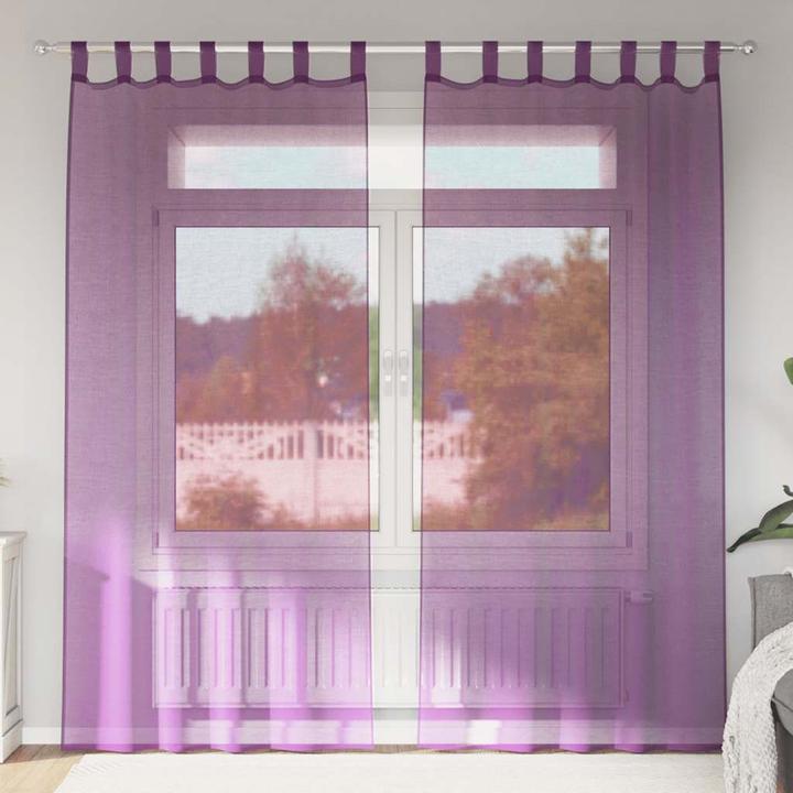 Produktbild VidaXL Voile Vorhänge mit Stangentaschen 2 Stk. Lila (140 x 225 cm)