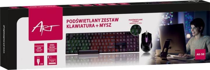 Immagine prodotto Art KLART AK-50 Tastiera e mouse retroilluminati a filo AK-50 (Ing. Int., Cablato)