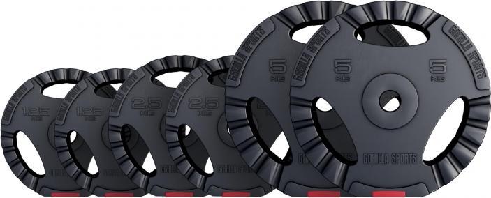 Image du produit Gorilla Sports Jeu de plaques de poids (2 x 5 kg, 2 x 2,5 kg, 2 x 1,25 kg)