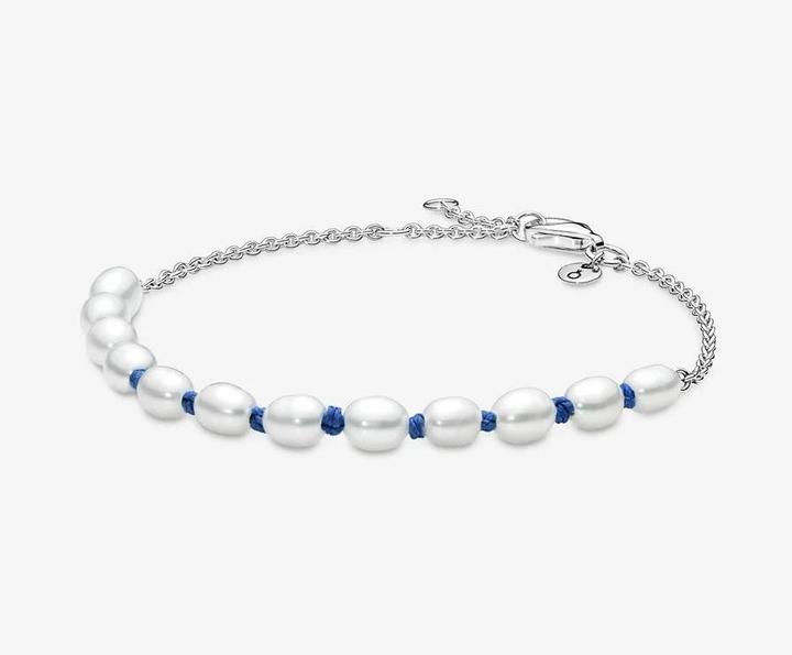 Produktbild Pandora Freshwater Cultured Pearl Blue Cord Armband (18 cm, Sterling Silber 925)