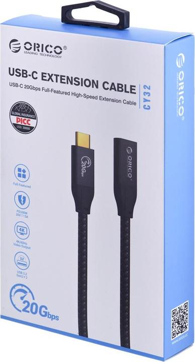 Actual product image Orico Cable USB Cable USB-C (M-F) 3.2 20Gbps, 4K, 100W, 1m (1 m, 100 W)