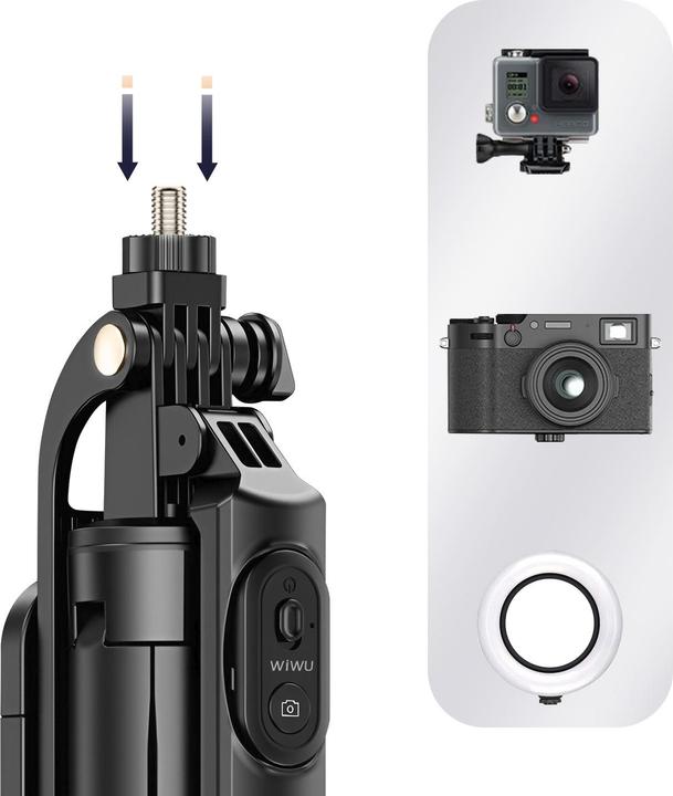 Actual product image Wiwu Selfie stick - Selfie Stick Wi-SE012 with Tripod Function and double LED light