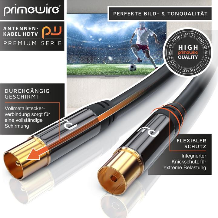 Immagine prodotto Primewire Cavo antenna HDTV | Cavo coassiale premium 135dB / 75 Ohm | FullHD / 4k Ultra HD | Cavo TV (85 dB, Cavi antenna)