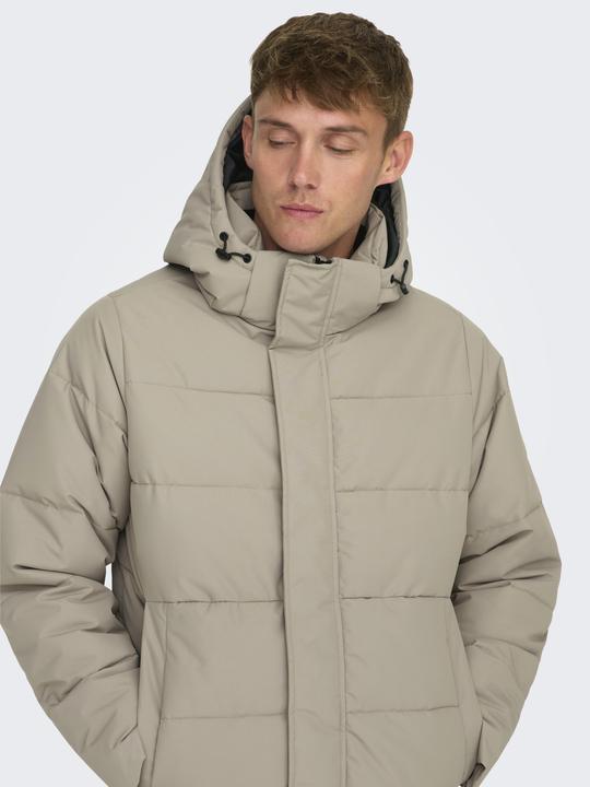 Produktbild Only & Sons Abnehmbare Kapuze Gerippte Ärmelbündchen Mantel Daunenjacke (L)