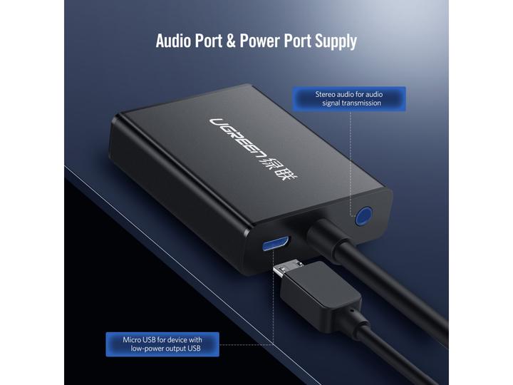 Image du produit Ugreen Adaptateur HDMI vers VGA Convertisseur avec audio (1 m, VGA)