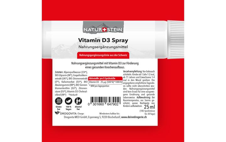 Nutritional values and ingredients Naturstein D3 (1 Piece, Spray, 40 g)