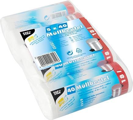 Papstar Sacs pour seaux HDPE, 18 litres, blanc (40 x, 18 l)