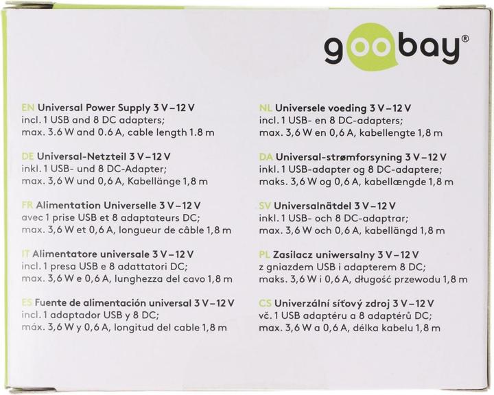 Actual product image Goobay 3 V - 12 V universal power supply