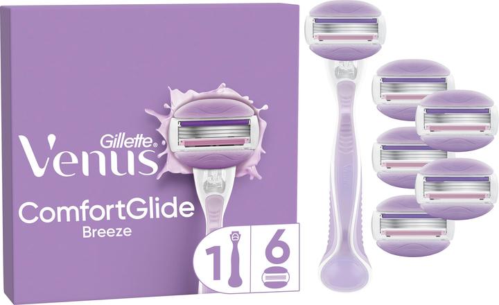 Actual product image Gillette Venus Comfortglide Breeze Women's Razor With 1 Handle And 6 Refills