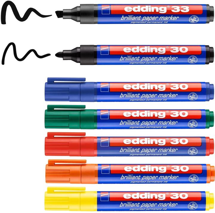 Immagine prodotto Edding Pennarello per lavagna a fogli mobili (Arancia, Giallo, Verde, Blu, Nero, Rosso, 3 mm, 7 x)