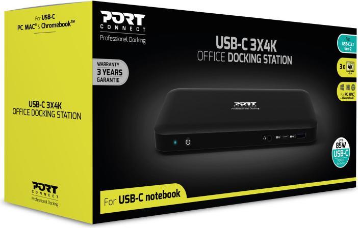 Produktbild Port Designs Docking Type C Office 3 X - Eu (USB-C, 9 Ports)