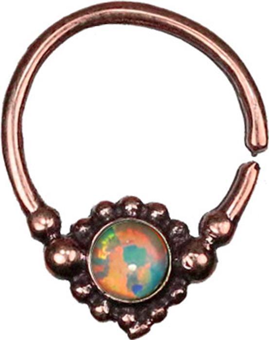 Star Piercing Micro Piercing Ring rosegold Kugelblume mit Opal weiss (Bronze, ohne Messing)