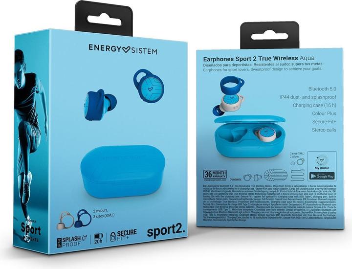 Actual product image Energy Sistem Sport 2 True Wireless Headphones Wireless In Ear USB Type-C Bluetooth Blue (4 h, Wireless)