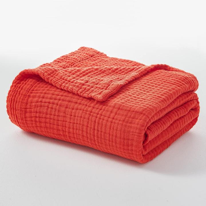 Milkii 6-lagige Musselin Decke, 180x140 cm - Koral (180 x 140 cm)