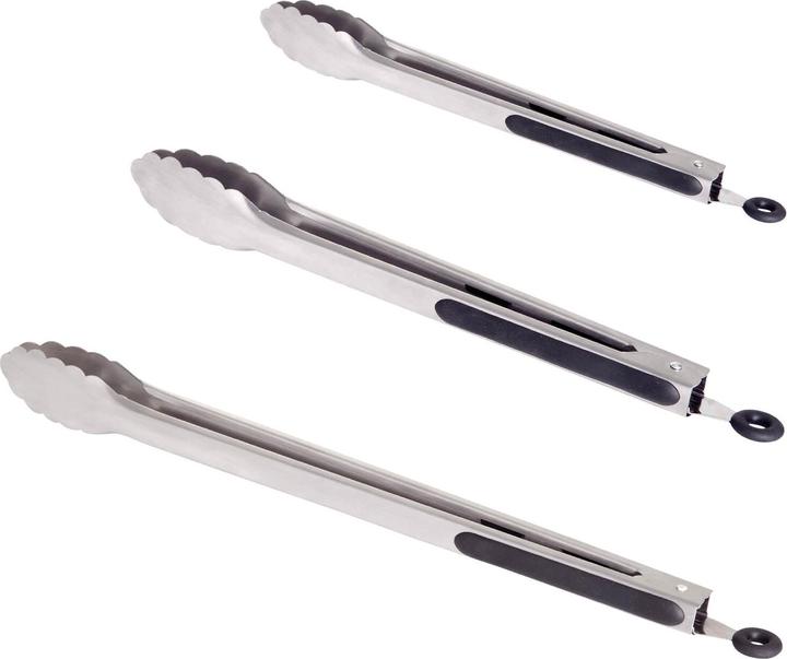 All'Grill Set of 3 stainless steel BBQ/grill tongs, length 23, 31 and 41 cm
