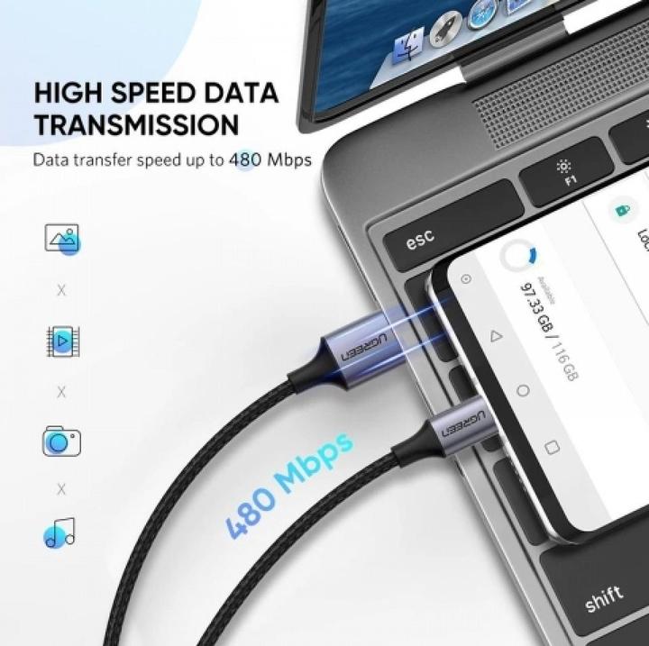 Image du produit Ugreen USB C – USB A (2 m, USB 2.0)