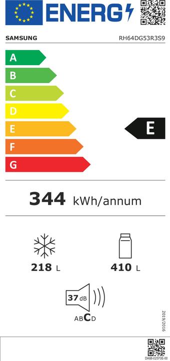 Label énergétique Samsung RH64DG53R3S9EF Side by Side look inox (628 l)