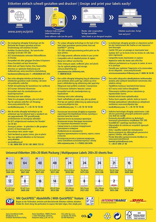Actual product image Avery Universal labels