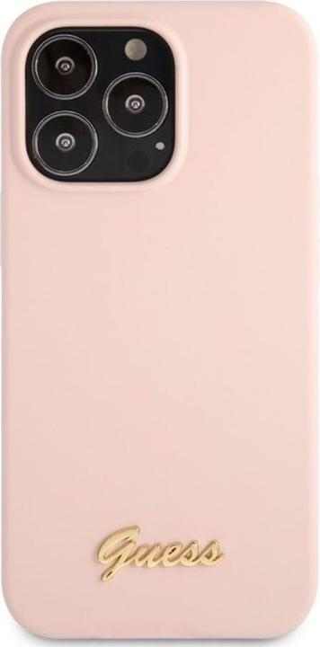Productafbeelding Guess GUHCP13XLSLMGLP iPhone 13 Pro Max 6,7" jasnoróżowy/lichtroze hardcase Silicone Script Gold Lo (Apple iPhone 13 Pro Max)