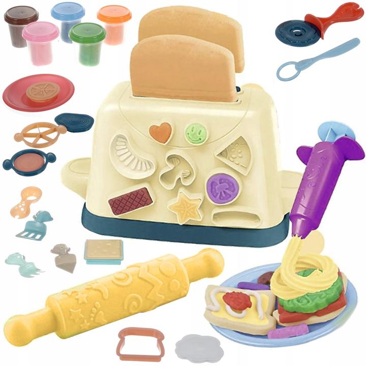 Image du produit Kruzzel Grand set de jouets avec seringue à pâtes, toast jouet et pâte à modeler