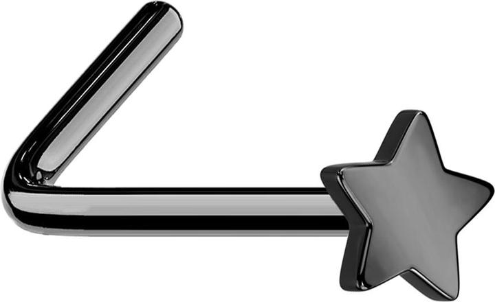 Star Piercing Nasenstecker gewinkelt schwarz mit Stern (Titan G23, ohne Messing)