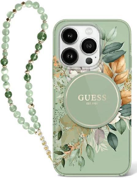 Image du produit Guess GUHMP16MHFWBRCESN iPhone 16 Plus 6.7" zielony/green hardcase IML Flowers With Pearl Strap MagS