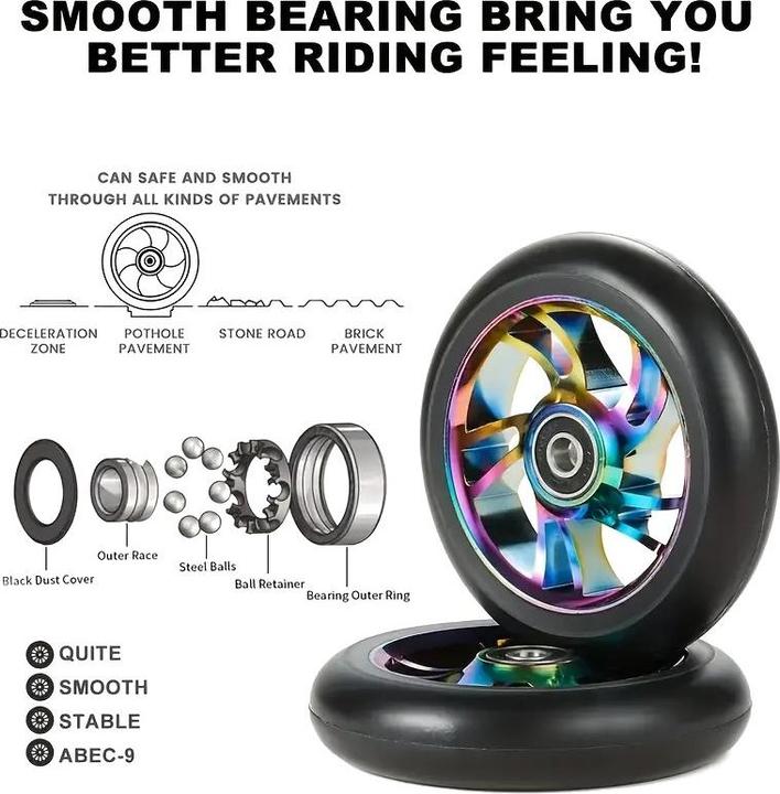 Actual product image Graw Jump Ramps 2 Performance Scooter Wheels 100mm, Metallic Colourful