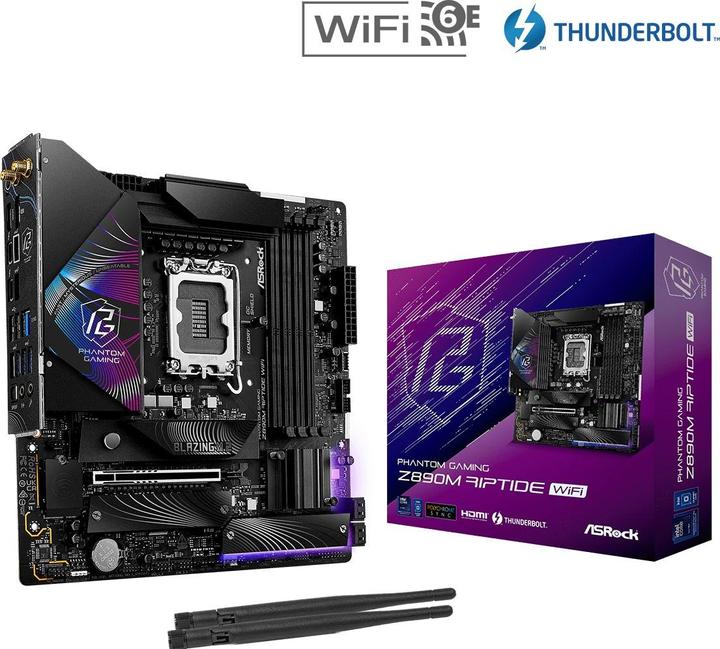 Actual product image AsRock Z890M Riptide WiFi Intel DDR5 S1851 MATX (LGA 1851, Intel Z890, mATX)
