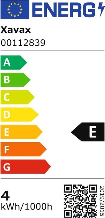 Label énergétique Xavax Lampe à goutte (E14, 4 W, 470 lm, 1 x, E)