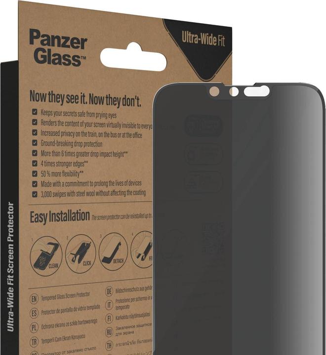 Produktbild PanzerGlass Ultra-Wide Fit Privacy (1 Stück, Apple iPhone 13, Apple iPhone 13 Pro, Apple iPhone 14)