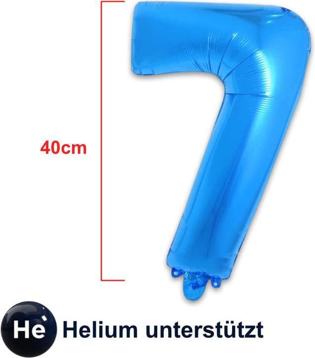 Produktbild Hermex Zahlenballon Zahl 7 Folienballon Geburtstagsparty Ballon Blau 40cm (1 x)