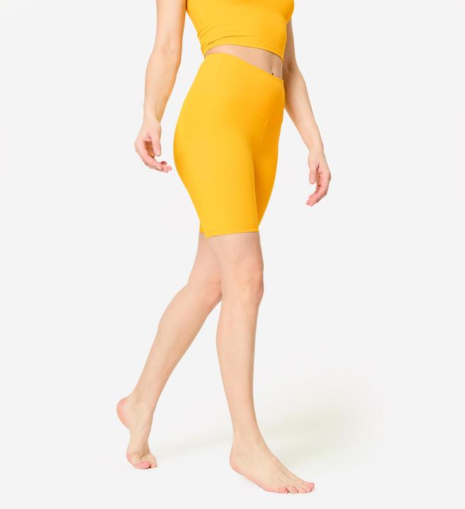Domyos Radlerhose Damen Slim hoher Taillenbund - gelb