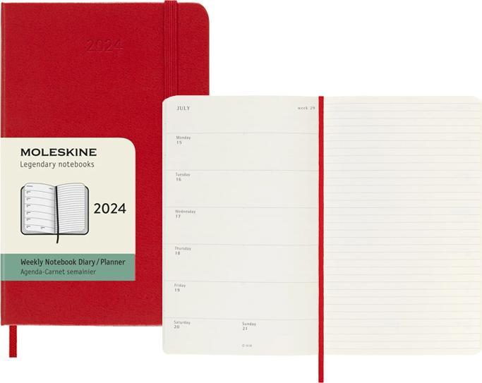 Actual product image Moleskine 12 Months Weekly Notebook 2024, Pocket/A6, Scarlet Red (9 x 14 cm, English)