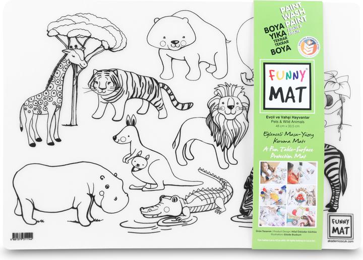 Actual product image Funny Mat Set of reusable colouring pages pets and wild animals, set of 2 (23 x 48 cm)