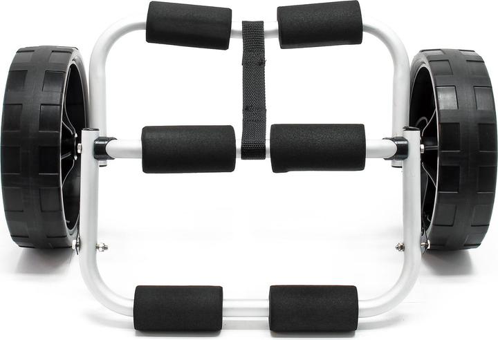 Actual product image Wiltec Foldable Aluminium Transport Trolley max. 45kg with PU Wheel & Nylon Belt for Canoes