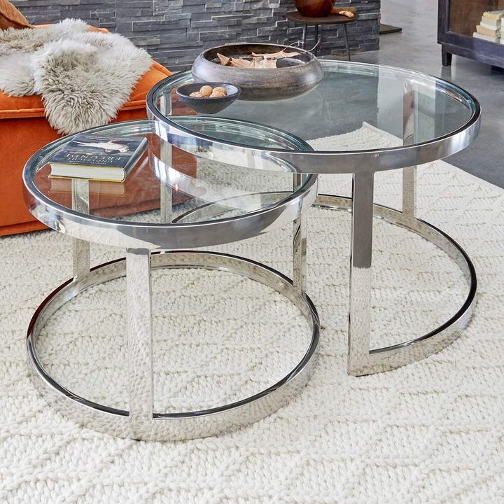 Produktbild Loberon Beistelltisch 2er Set Cibran silber (45 x 80 cm)
