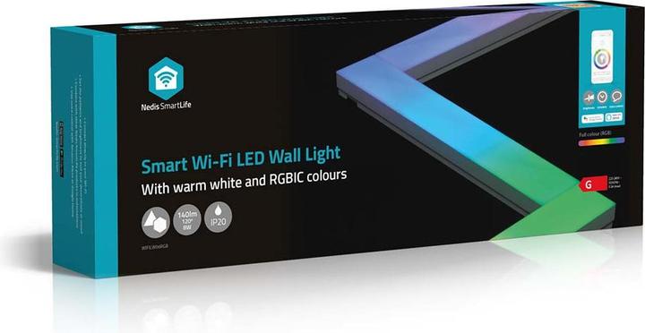 Actual product image Nedis SmartLife Decorative LED | Wall bar | Wi-Fi | RGBIC / Warm white | Android™ / IOS (Warm white, 14.40 cm, Indoor)