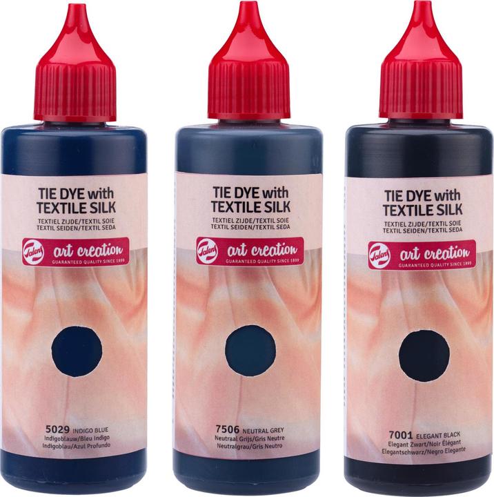 Productafbeelding Talens Textielverf 3 kleuren à 85 ml, blauw/grijs/zwart (Blauw, Zwart, Grijs, 85 ml)