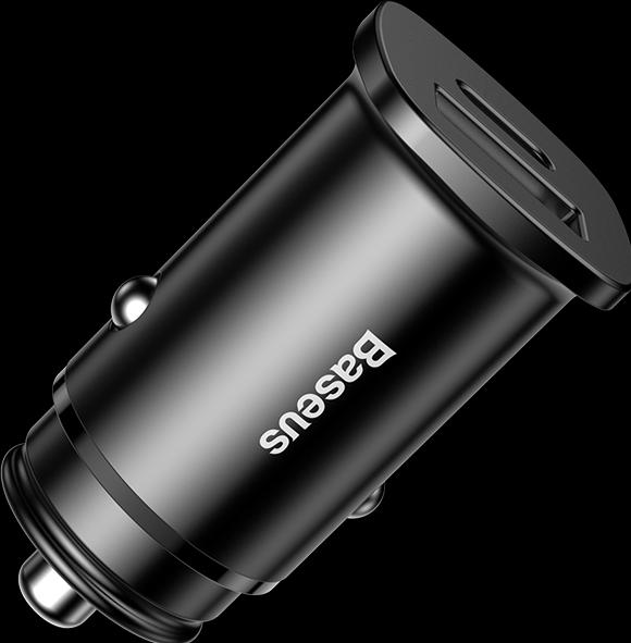 Image du produit Baseus Chargeur de voiture métallique carré USB/TypeC (30W)