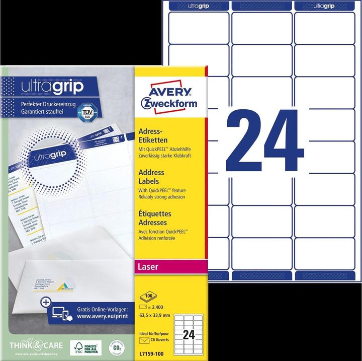 Image du produit Avery Etiquettes d'adresses ultragrip