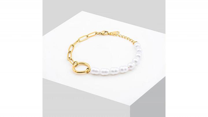 Actual product image Sensora Jewelry Pearl Link Bracelet (Stainless steel)